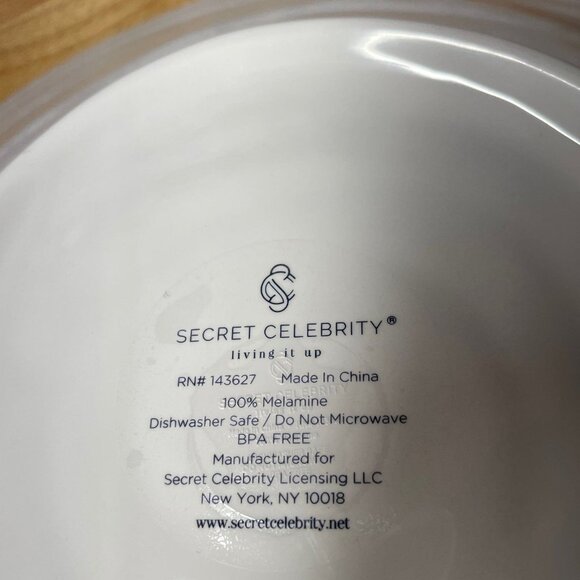 Large Melamine Serving Bowl By Secret Celebrity 17" Blue & White BPA-Free Dishwa - Picture 4 of 4